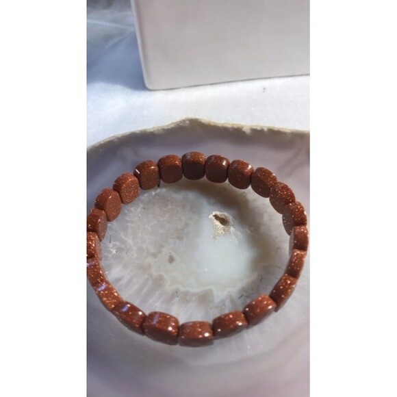 Golden Sandstone Stretch Bangle Bracelet - Picture 2 of 4